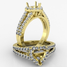 Gorgeous Halo Prong Diamond Engagement Heart Semi Mount Ring 14k Gold Yellow  (0.75Ct. tw.)