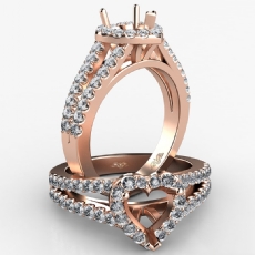 Gorgeous Halo Prong Diamond Engagement Heart Semi Mount Ring 14k Rose Gold  (0.75Ct. tw.)