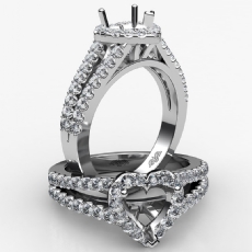 Gorgeous Halo Prong Diamond Engagement Heart Semi Mount Ring 14K W Gold 0.75Ct