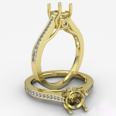 Channel Setting Diamond Engagement Round Semi Mount Ring 14k Gold Yellow  (0.3Ct. tw.)