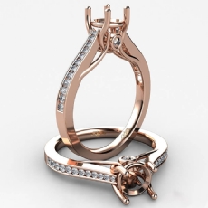 Channel Setting Diamond Engagement Round Semi Mount Ring 14k Rose Gold  (0.3Ct. tw.)