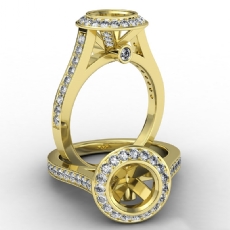 Halo Pave Setting Diamond Engagement Ring 14k Gold Yellow Round Semi Mount  (0.47Ct. tw.)