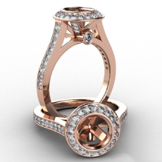 Halo Pave Setting Diamond Engagement Ring 14k Rose Gold Round Semi Mount  (0.47Ct. tw.)