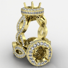 Round Cut Diamond Engagement Ring Pave Setting 14k Gold Yellow Wedding Band  (1.3Ct. tw.)