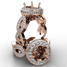 Round Cut Diamond Engagement Ring Pave Setting 14k Rose Gold Wedding Band  (1.3Ct. tw.)