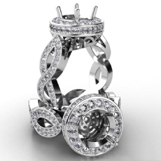 Round Cut Diamond Engagement Ring Pave Setting 14K White Gold Wedding Band 1.3Ct