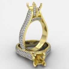 Halo Pave Setting Diamond Engagement Oval Semi Mount Ring 14k Gold Yellow  (1.45Ct. tw.)