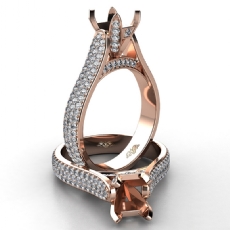 Halo Pave Setting Diamond Engagement Oval Semi Mount Ring 14k Rose Gold  (1.45Ct. tw.)
