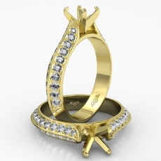 Diamond Engagement Ring Semi Mount made in 14k Gold Yellow Pave Setting (0.35Ct. tw.)