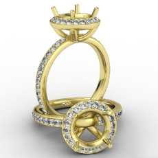 Pave Diamond Vintage Engagement Ring 14k Gold Yellow Halo Setting Semi Mount (0.6Ct. tw.)