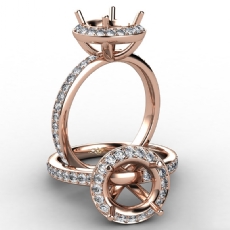 Pave Diamond Vintage Engagement Ring 14k Rose Gold Halo Setting Semi Mount (0.6Ct. tw.)
