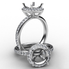 0.60 Ct Diamond Vintage Engagement Ring 14k White Gold Halo Setting Semi Mount
