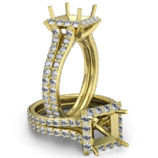 Halo Setting Diamond Engagement Princess Semi Mount Ring 18k Gold Yellow (1.38Ct. tw.)