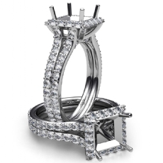 1.38 Ct Halo Setting Diamond Engagement Princess Semi Mount Ring 14K White Gold