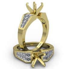 Princess Diamond Engagement Women's Ring Invisible Setting 18k Gold Yellow (0.78Ct. tw.)