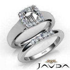 U Prong Diamond Engagement SemiMount Ring Round Bridal Set 14K White Gold 0.40Ct