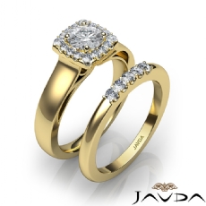 Halo Filigree Bridal Set Pave diamond Ring 18k Gold Yellow
