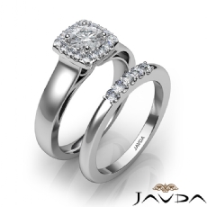 Halo Filigree Bridal Set Pave diamond Ring 18k Gold White