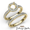 Round Halo Diamond Semi Mount Engagement Ring Bridal Set 14k Yellow Gold 0.95Ct - javda.com 