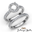 Round Halo Diamond Semi Mount Engagement Ring Bridal Set Platinum 950 0.95Ct - javda.com 