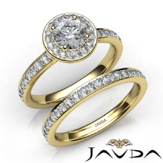 Halo Micropave Bridal Set diamond Ring 18k Gold Yellow