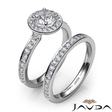 Halo Micropave Bridal Set diamond Ring 14k Gold White