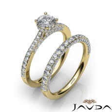 Halo Bridge Accent Bridal Set diamond Ring 18k Gold Yellow