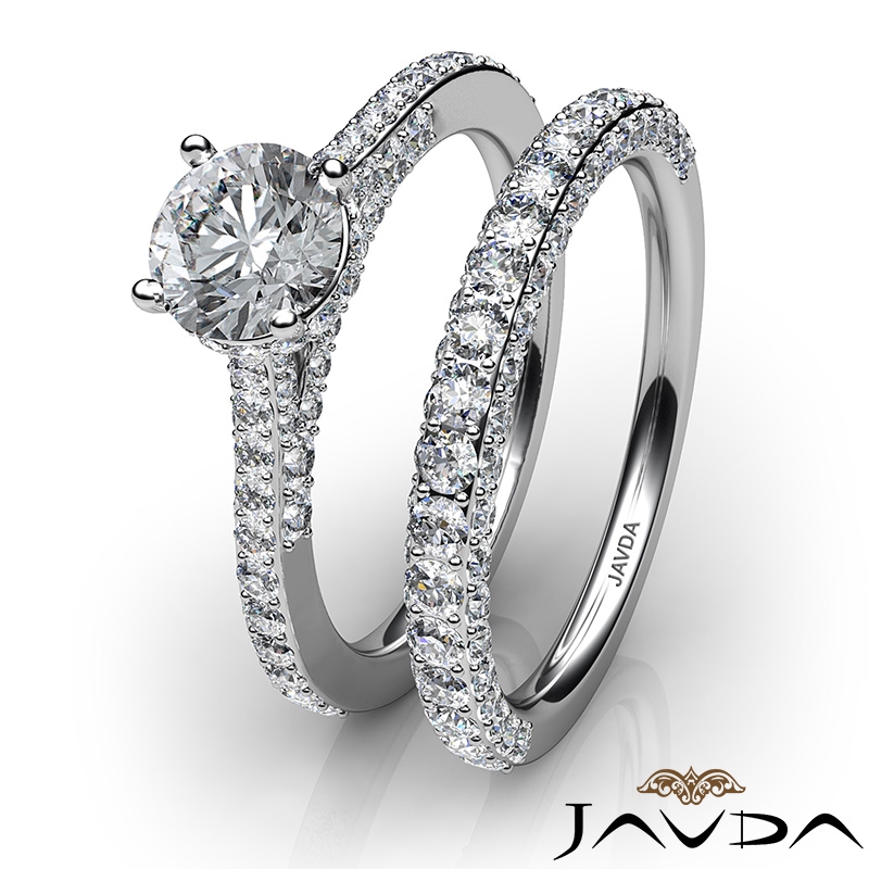 Halo Bridge Accent Bridal Set diamond Ring 14k Gold White