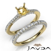 Pave Diamond Engagement Ring Round Semi Mount Bridal Set 14k Yellow Gold 1.65Ct - javda.com 