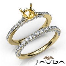 Pave Diamond Engagement Ring Round Semi Mount Bridal Set 14k Gold Yellow  (1.65Ct. tw.)