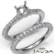 Pave Diamond Engagement Ring Round Semi Mount Bridal Set Platinum 1.65Ct