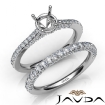 Pave Diamond Engagement Ring Round Semi Mount Bridal Set Platinum 950 1.65Ct - javda.com 