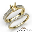Diamond Engagement Ring Round Semi Mount U Cut Bridal Set 14k Yellow Gold 0.8Ct - javda.com 