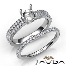 Diamond Engagement Ring Round Semi Mount U Cut Bridal Set 14K White Gold 0.80Ct.