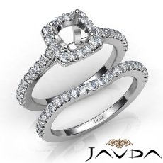 Diamond Round Cut Semi Mount Engagement Ring Bridal Set 14K White Gold 1.0Ct.
