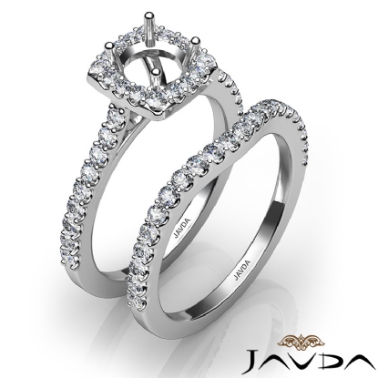 腕時計、アクセサリー レディースアクセサリー Diamond Round Cut Semi Mount Engagement Ring Bridal Set 14K White 