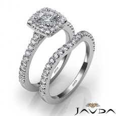 Halo U Prong Bridal Set diamond Ring 14k Gold White