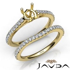 Round Cut Diamond Semi Mount Engagement Ring Bridal Set 14k Gold Yellow  (0.8Ct. tw.)