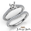 Round Cut Diamond Semi Mount Engagement Ring Bridal Set 14k White Gold 0.8Ct - javda.com 