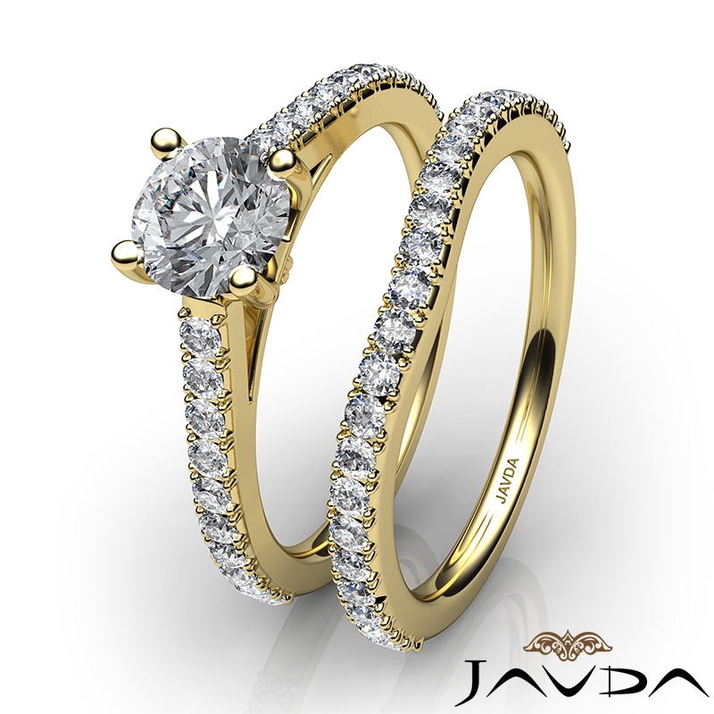 Prong Setting Bridal Set diamond Ring 18k Gold Yellow