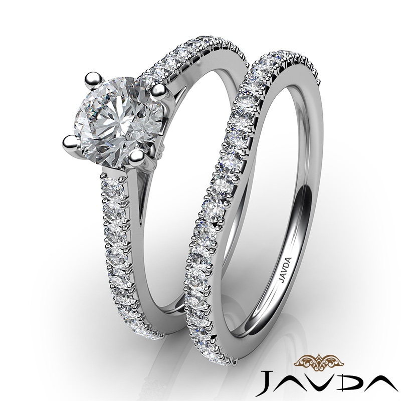 Prong Setting Bridal Set diamond Ring 14k Gold White