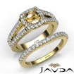U Prong Diamond Engagement Semi Mount Ring Round Bridal Set 14k Yellow Gold 1.25Ct - javda.com 