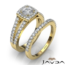 Charming Halo Bridal Set diamond Ring 14k Gold Yellow