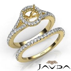 U Prong Diamond Engagement Ring Round Semi Mount Bridal Set 14k Gold Yellow  (0.6Ct. tw.)