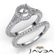 U Prong Diamond Engagement Ring Round Semi Mount Bridal Set 14k White Gold 0.6Ct - javda.com 