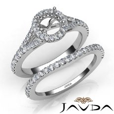 U Prong Diamond Engagement Ring Round Semi Mount Bridal Set 14K White Gold 0.80Ct