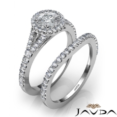 Floating Halo Pave Bridal Set diamond Ring 14k Gold White