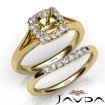 Round Diamond U Prong Engagement SemiMount Ring Bridal Set 18k Yellow Gold 0.42Ct - javda.com 