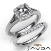 Round Diamond U Prong Engagement SemiMount Ring Bridal Set 14k White Gold 0.42Ct - javda.com 