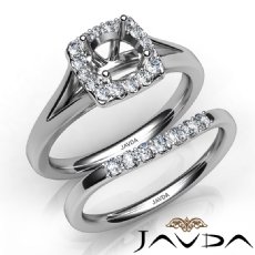 Round Diamond U Prong Engagement SemiMount Ring Bridal Set 14K White Gold 0.42Ct